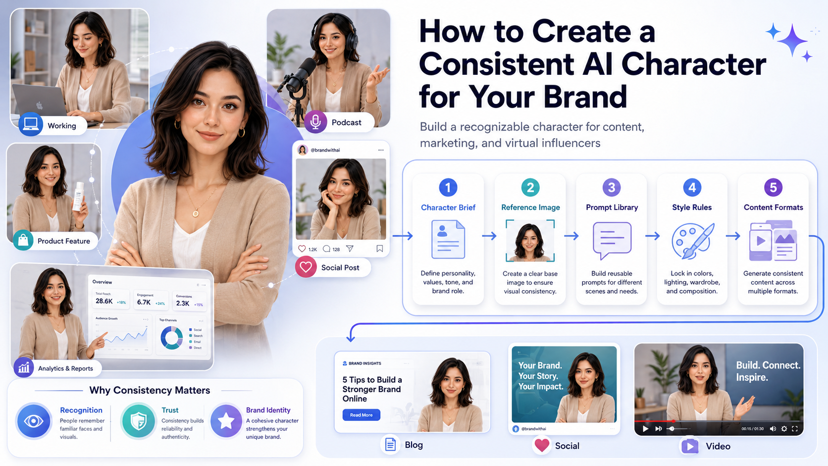 Consistent AI character for brand content and virtual influencer marketing